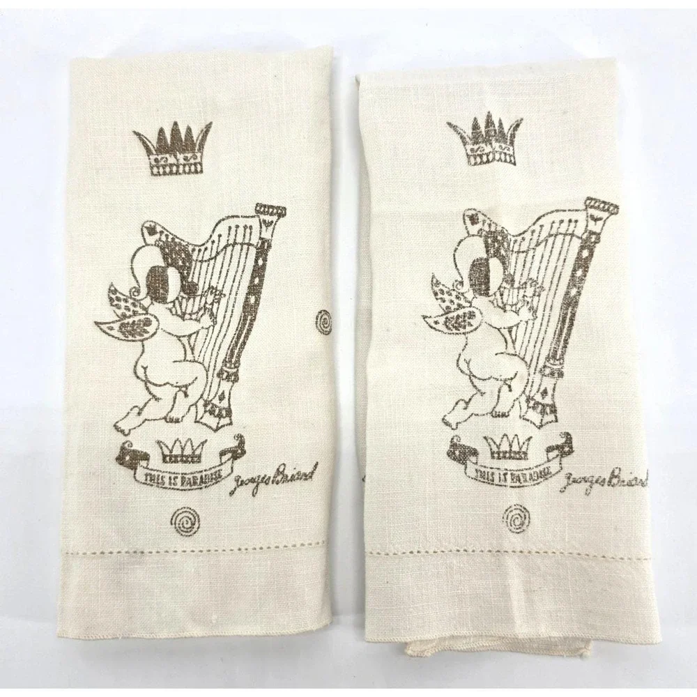 VTG Georges Briard This is Paradise Placemats Guest Bar Towels Set of 2 MCM